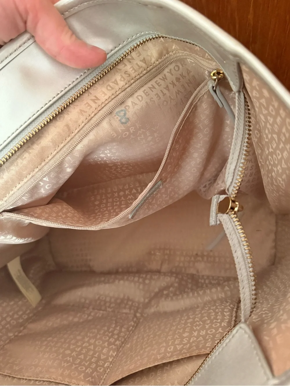 Kate spade Light Silver Perforated Tote Bag with heart patterns